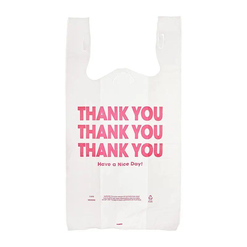 plastic grocery  vest shopping bag food packaging carrier out custom logos thank you recycled  T-shirt Bag