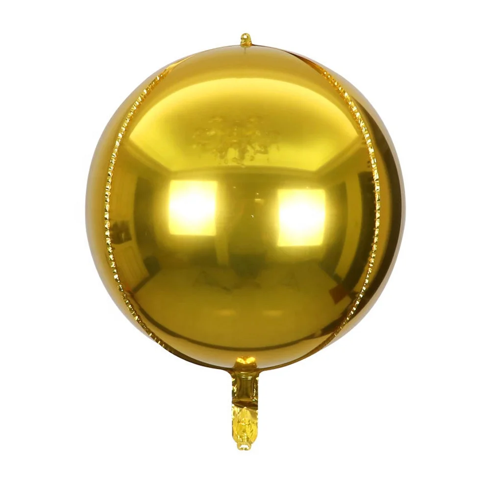 Happy Birthday Wedding Metallic Metal Silver Light Golden 10 12 15 18 22 32 50 60 inch Round Shape Mylar Ballon 4D Foil Balloon