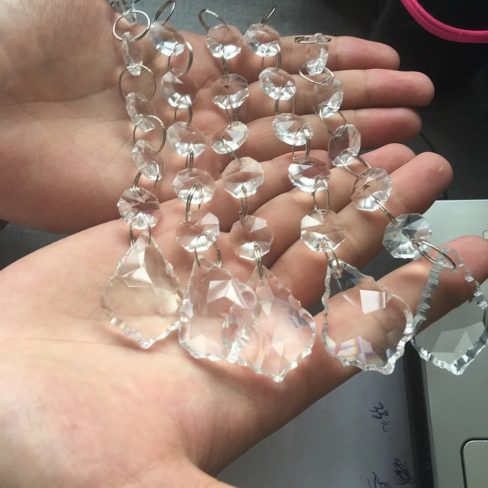 Handmade Crystal Chain Chandelier Glass Maple Crystal Lamp Prism Pendant Ab K9 Crystal Glass Flower Chandelier Parts