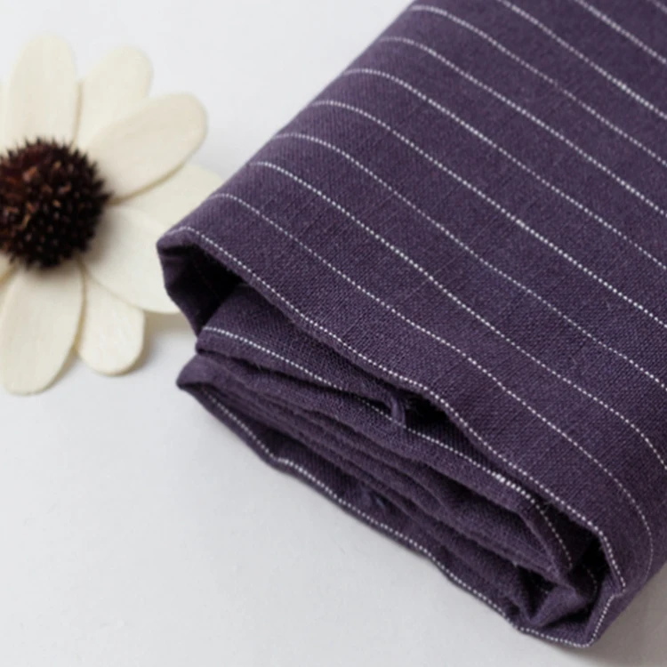 100 pure linen fabric supplier hemp belgian woven stripe robe shirt clothes fabrics fine linen yarn dyed fabric for pants