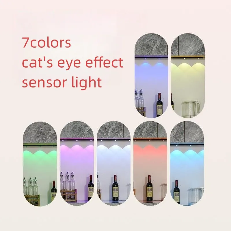 Датчик человеческого тела со светодиодным перезаряжаемым «кошачьим глазом» беспроводное крыльцо винная лампа под шкафом светодиодная