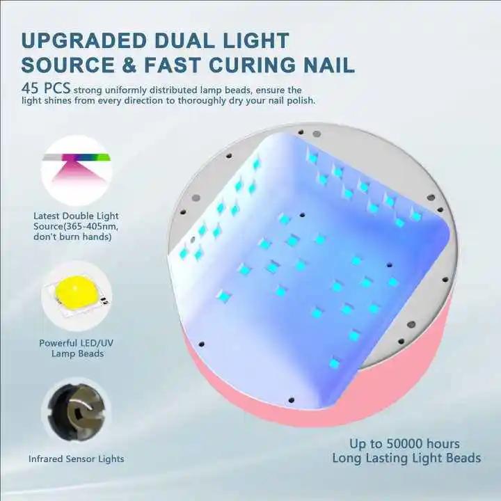 УФ Светодиодная лампа для ногтей 90 Вт перезаряжаемая Беспроводная сушилка гель лака 9600 мАч УФ-лампа с 4 таймерами и большим ЖК-дисплеем