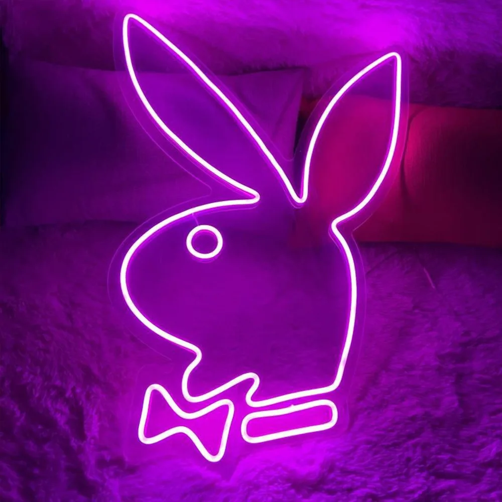 Custom Modeling Pink White LED neon sign acrylic board 12V bar party Rabbit sharp advertising indoor or outdoor decoration light