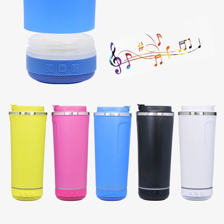 Logo Custom Waterproof Music Cup 304 Stainless Steel Water Bottle Blue Tooth Speakers Sublimation Blanks Tumblers