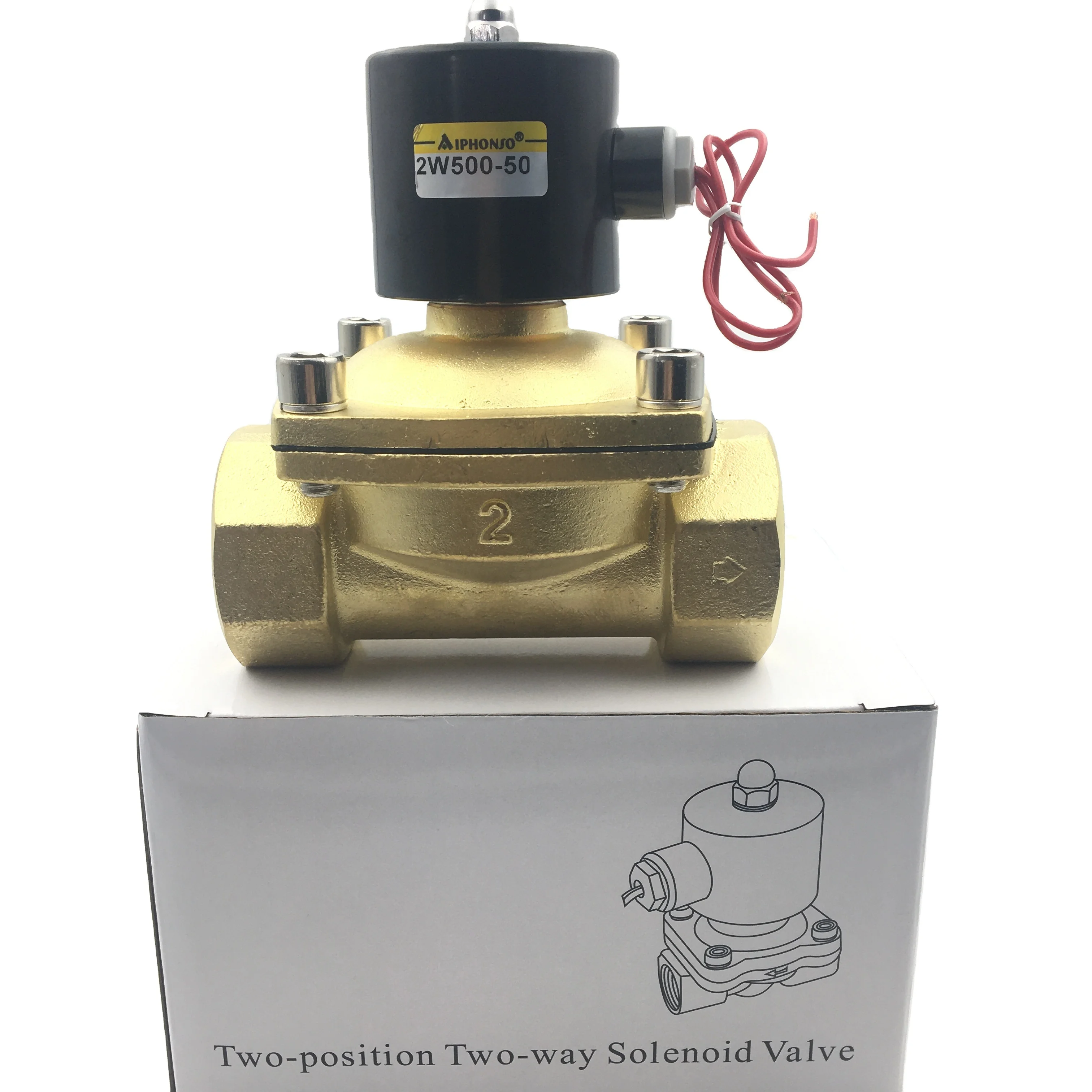 2W500-50  Normally closed 2 way  2 inch Brass Air Oil Water solenoid valve