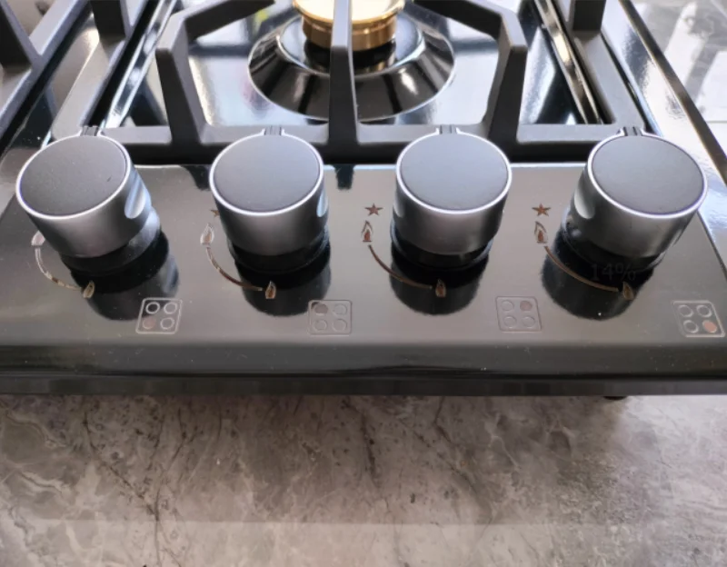 Manufacturer Kitchen Cooker Build-in Cooktops Cooper Burner Gas Stove Black Enamel Stainless Panel 4 Head Gas Hob 60 cm