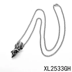 Hip Hop Rock Design Necklaces Punk Gothic Style Matt Smear Oil Stainless Steel Skull Cross Men Necklace Jewellery