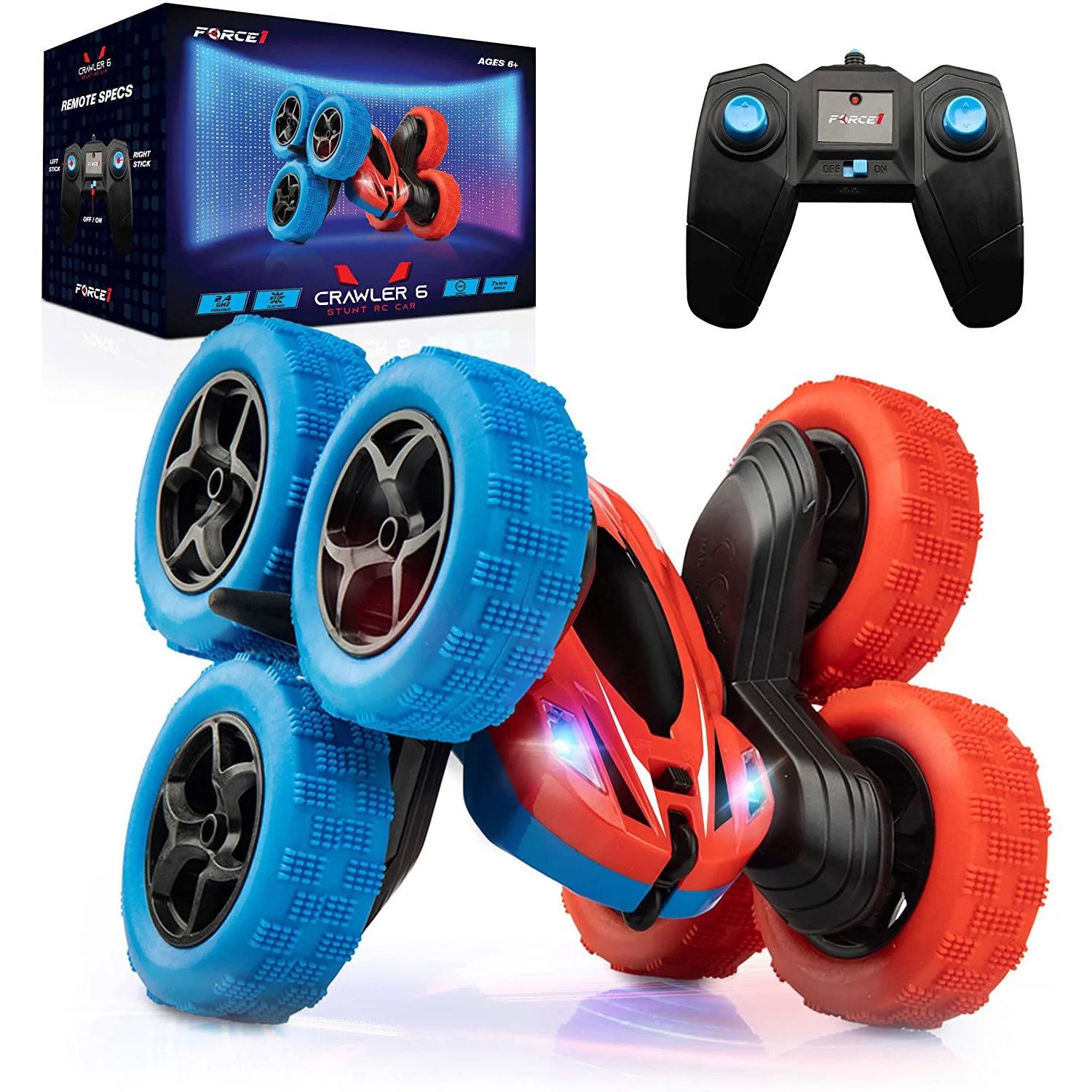 Creative 1187A Remote Control Car for Kids 6 Wheels RC Stunt Car Double Sided Driving 360 Flips All Terrain RC Crawler