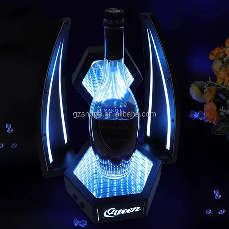 SHP Custom Led Luminous Wine Rack Wine Tray Acrylic Wine Display Stand Whiskey Luminous Base