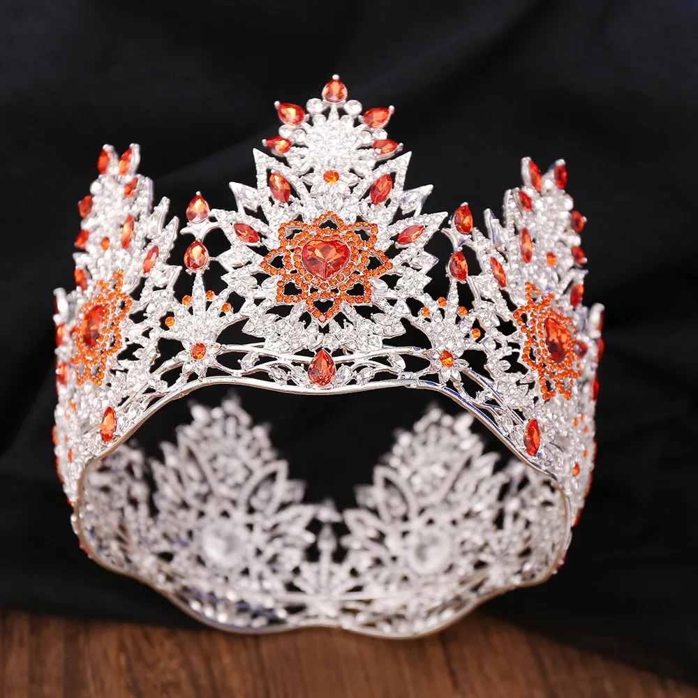 12 cm tall Miss World Beauty Pageant Grand Crown Round Baroque Bridal Crown Queen Fashion Show Noble Crown