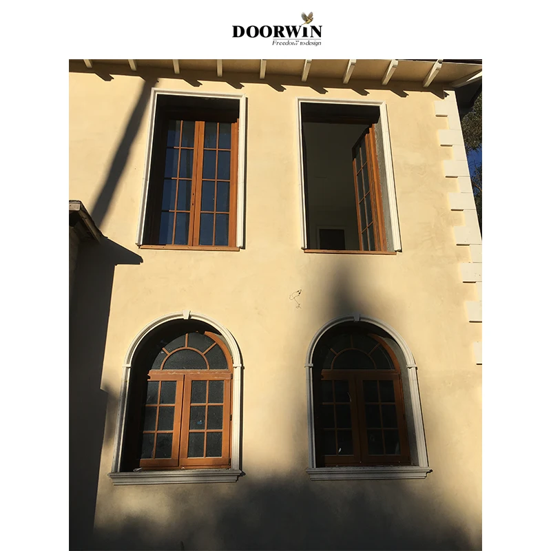 Fashion french style windows standard window gril design with double stained glass