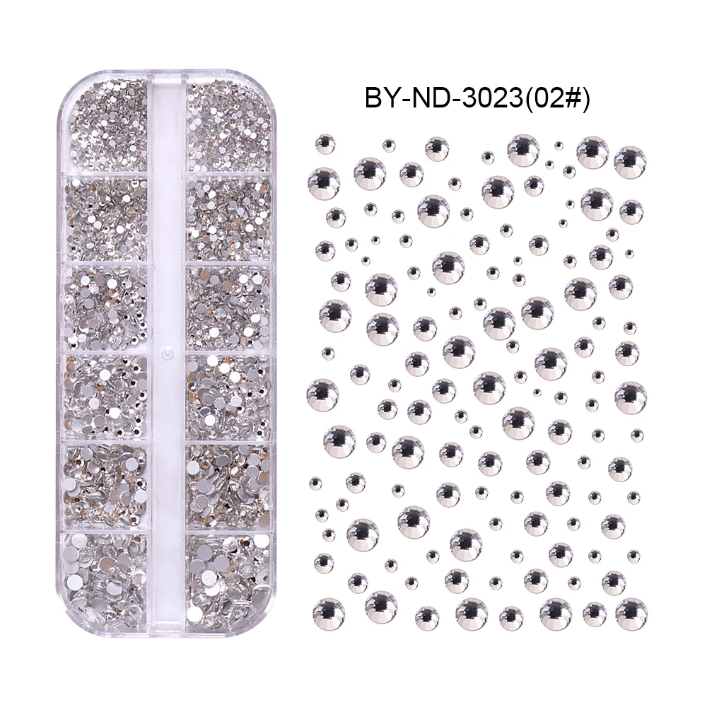 BIN hot selling Box packing Crystal flatback Nail Art Rhinestone Flat Bottom round Shape DIY Stone Nail Art 3D Decoration