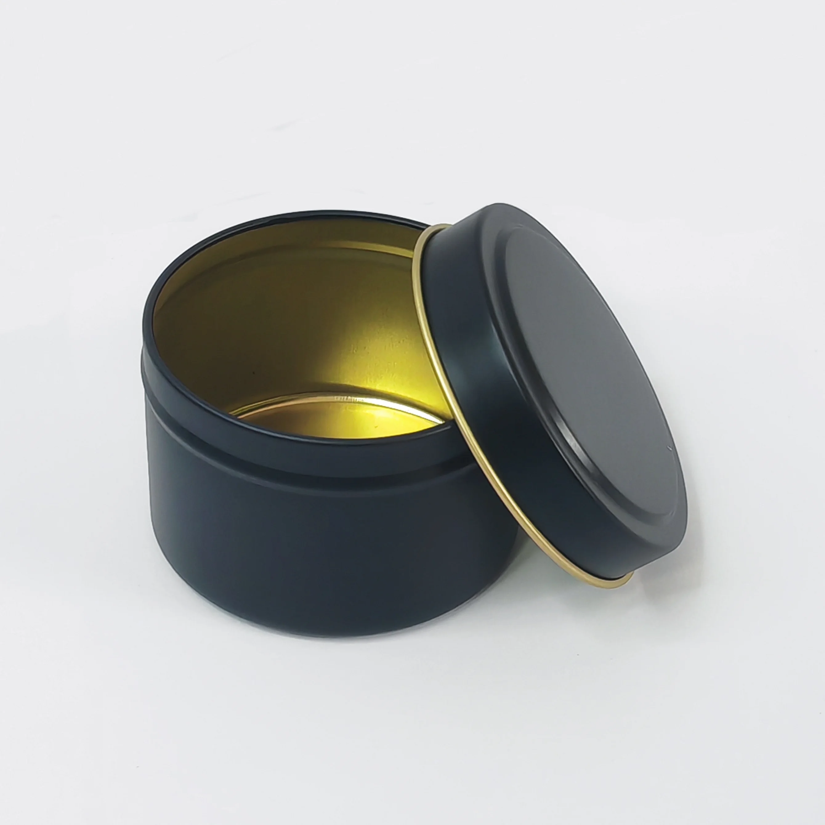 4oz 8oz 16oz Empty Luxury Metal Round Candle Tins Jar With Lids Black Scented Candle Tin Cans candle vessels