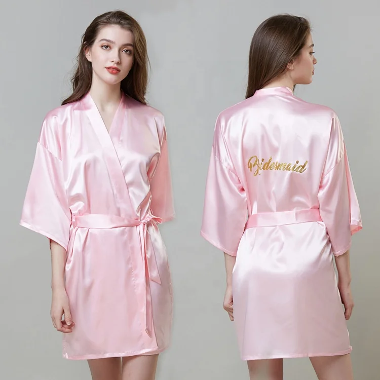 satin robe kimono women silk robe custom logo bridesmaid /bride silk robe