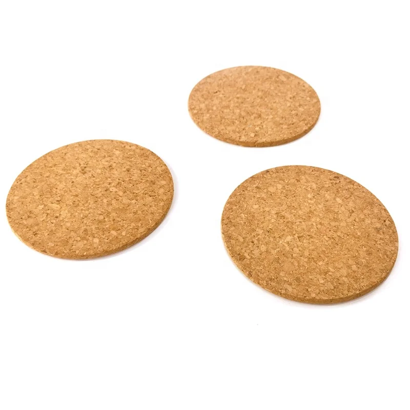 Cork Coaster Round Plant Coaster Absorbent Bar Mat 4pcs one set for Kitchen Hot Pads Pots Cork Coasters Coffee Drink Tea Cup Ma