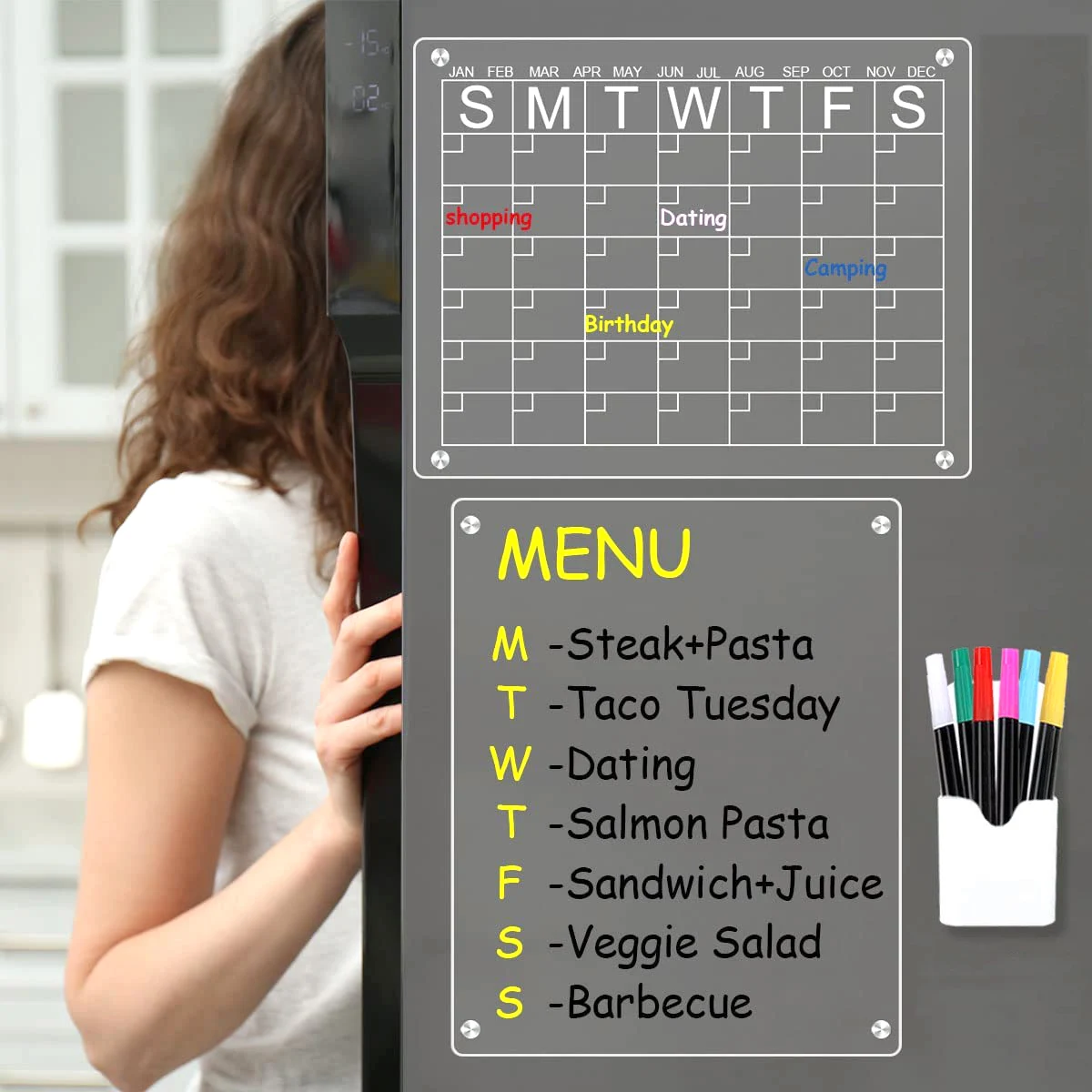 Magnetic acrylic planner monthly weekly planner Acrylic whiteboard acrylic calendar planner for fridge