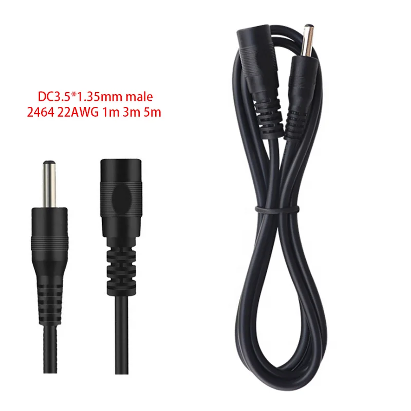 Black White DC 35135 male To female Power Extension Cable 3.5 x 1.35mm  2464 22 awg 1m 3m 5m OD 3.5mm