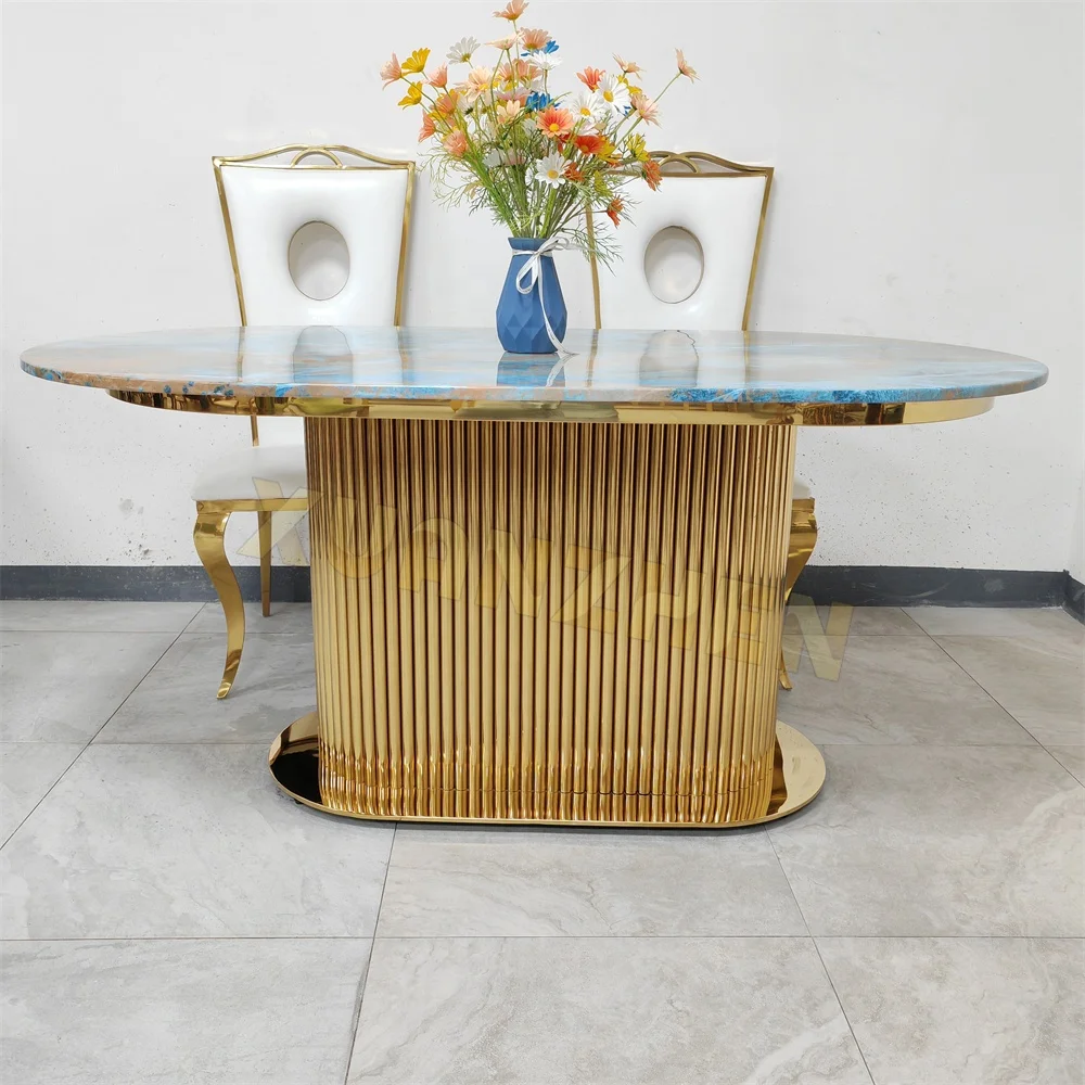 Dining Room Furniture New Designs Oval Dinning Table Set Modern Luxury Dining Table Set 6 Seater Marble Dining Tables for Sale