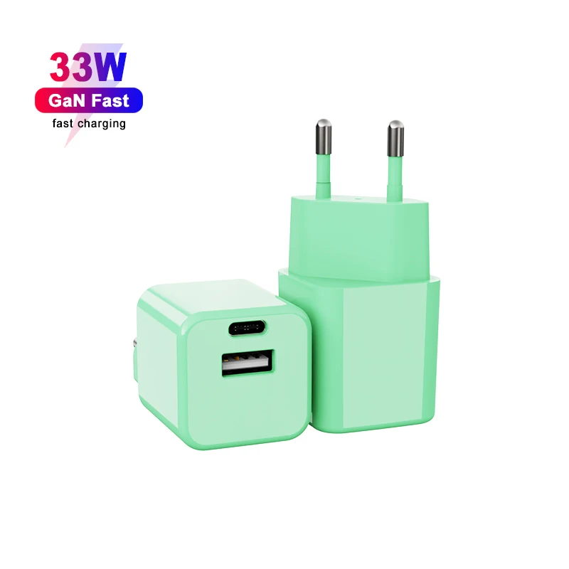 Custom logo GaN Charger PPS 33W PD 30W USB-A+USB-C Wall charger Two ports travel adapter for samsung/Iphone