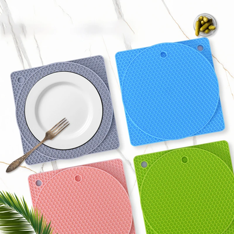 Food-grade Honeycomb Heat Insulation Pad Placemat Circle Coffee Cup Pan Table Trivet Non-slip Square Silicone Hot Pot Mat
