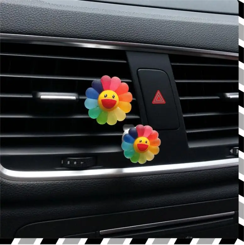 Promotional A Pair Of Colorful Sunflowers Air Freshener Car Clip Diffuser Aromatherapy For