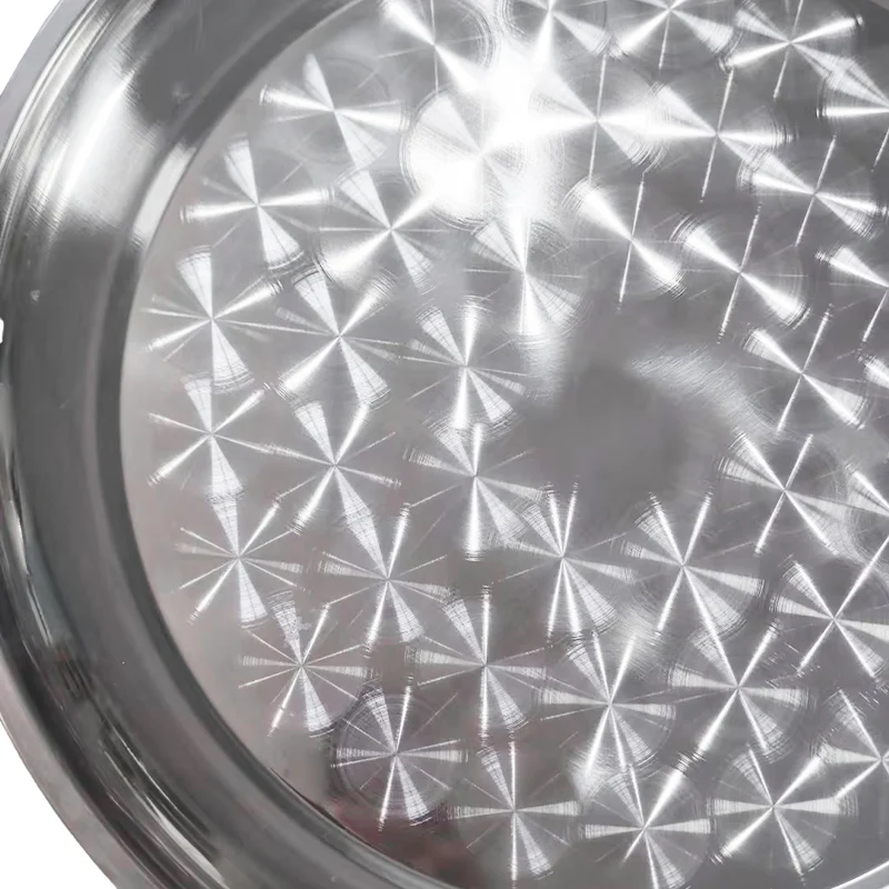 Wholesale Stainless Steel Round Fruit Plate Metal Sliver Plate Barbecue Plate Steel Food Serving Trays