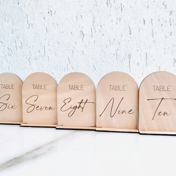 Custom Factory OEM ODM laser cut engraved wood Wedding table numbers Wedding with wooden base