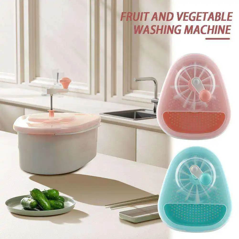 Fruit Vegetable Washing Machine Fruit Washing Spinner Device Vegetable Cleaner Full-Sided Spin Scrubber Brush Food Cleaning Tool