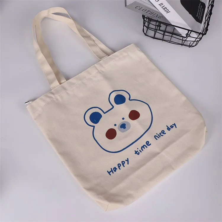 wholesale large size plain canvas bag black canvas tote bag with zipper