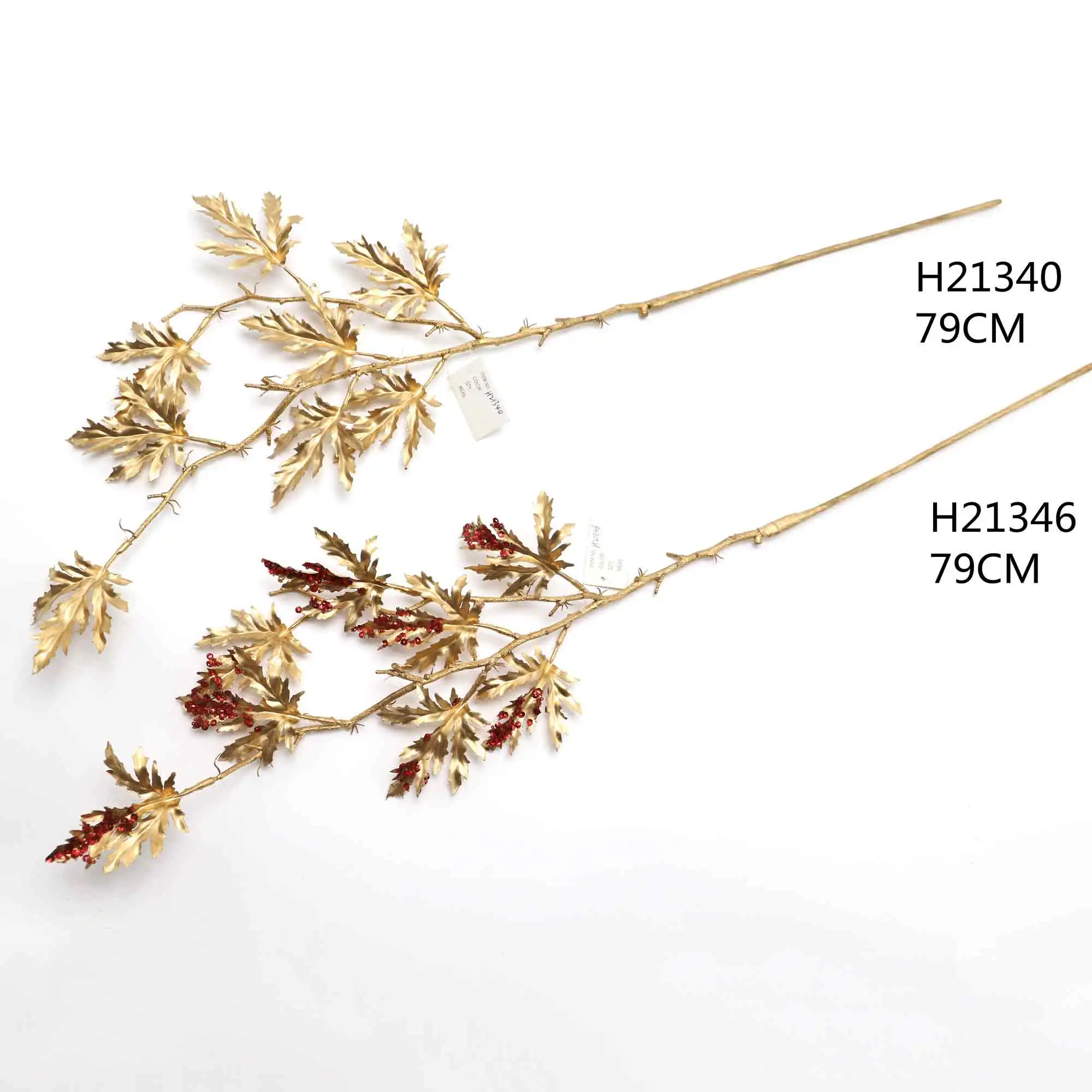 Wholesale wedding home decor plastic golden palm orchid eucalyptus hanging golden flowers plant leaves artificial gold leaf