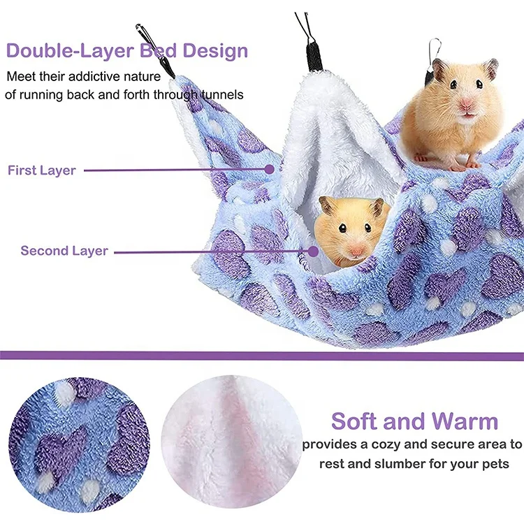 Spring Autumn Warm Bed House Cage Toys Cute Double Hammock Hamster Warm House