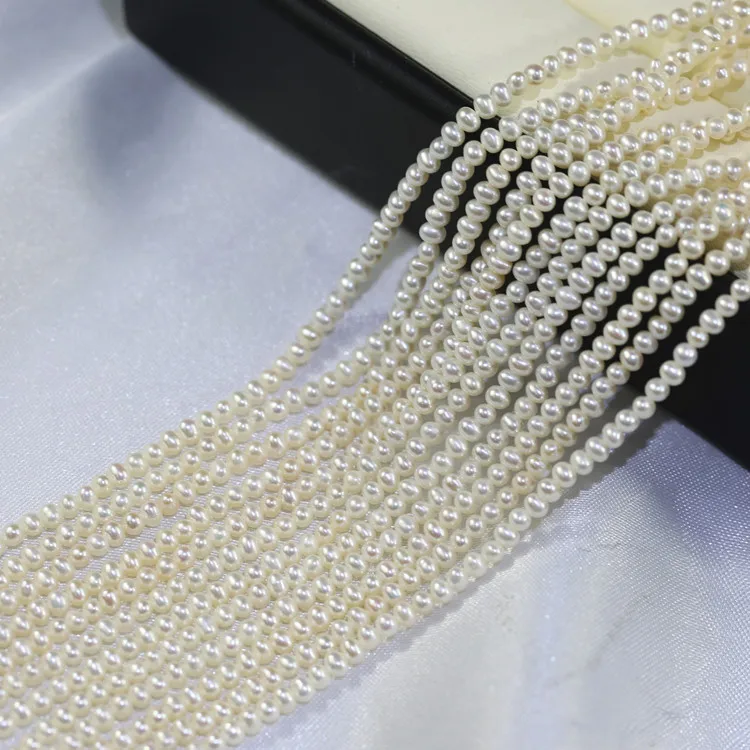 Wholesale Freshwater Seed Pearl Strand White best quality 2.5-3mm Small Short Potato Pearl