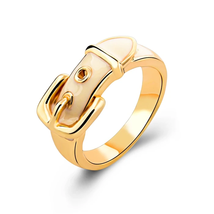 High Quality Fashion New Design Strap Rings Gold Plated Men Ring White Enamel Ring For Women