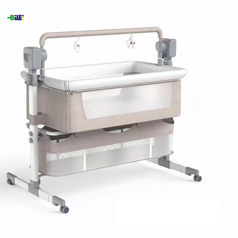 Modern 3-in-1 Adjustable electric alloy Baby bed Bassinet Rocking Infant Bedside Crib for Newborn for Living Room Bedroom Use