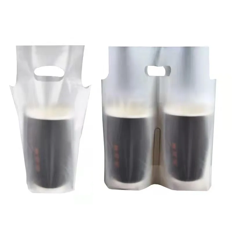 Cheap price plastic bubble tea packaging carrier bag take away boba bag