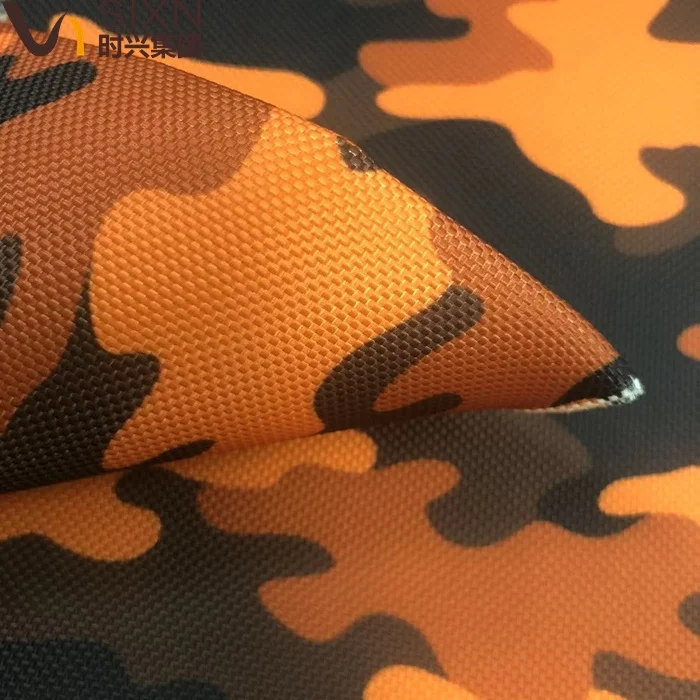 FDY Yellow Camouflage Pattern 100% Polyester 1050D*1050D Oxford PU Coating Waterproof  Fabric For Bag