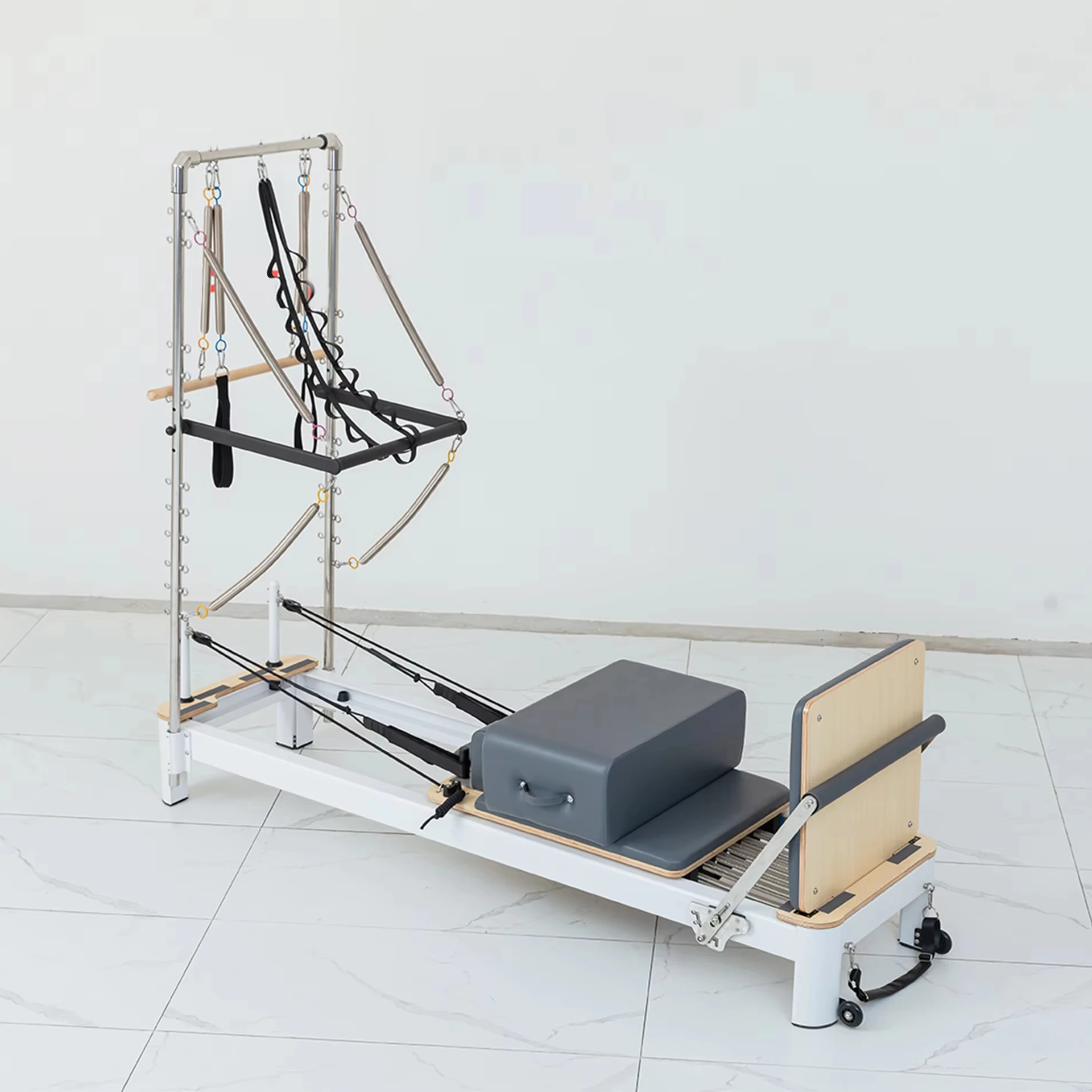 home studio fitness training half trapeze white aluminum pilates reformer with tower