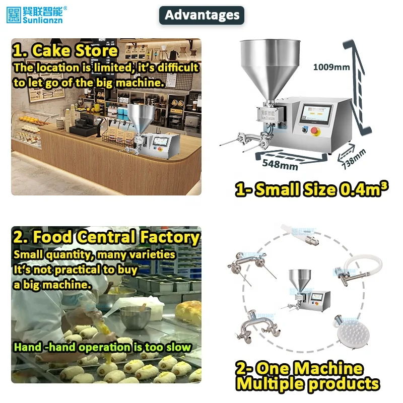 Semi Automatic Sandwich Puff Pastry Birthday Fruit Cup Cake Bread Filling Machine