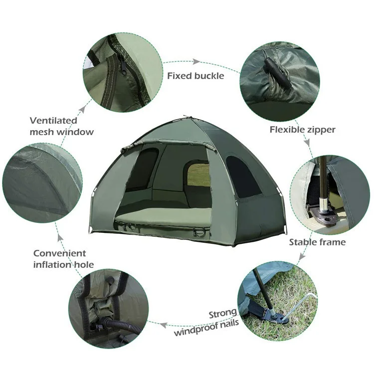 Portable Off-Ground Folding Outdoor Tente-Camping 4 Saison Double Deck Camping Gazebo Tent With Bed