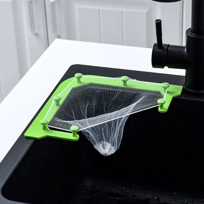 Sink Strainers Basket Triangle Tri-Holder Corner Sink Filter Net  Eco-Friendly Mesh Bag Kitchen Food Waste Rack