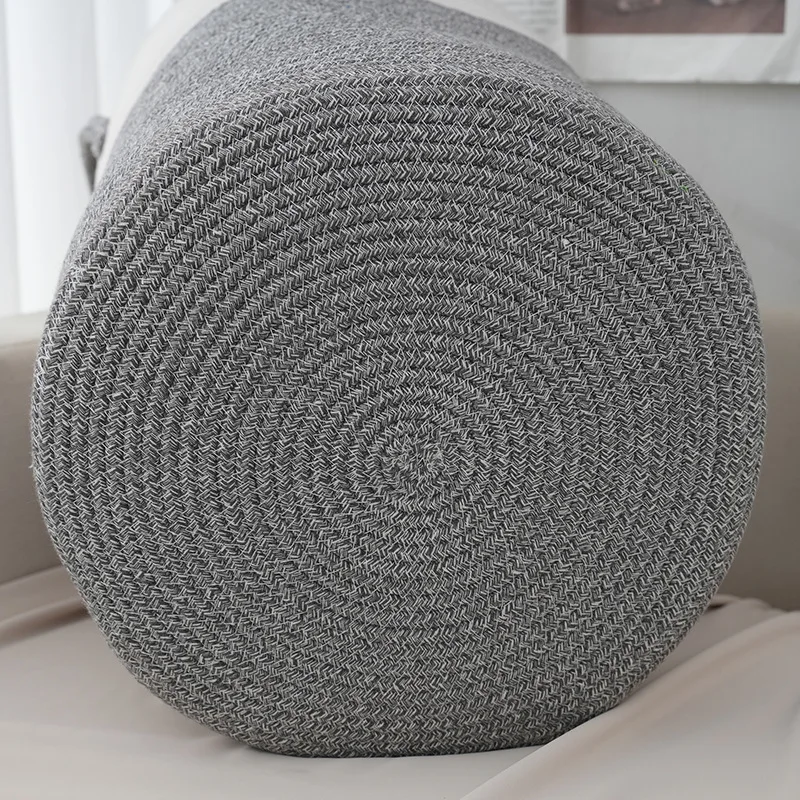 Hot sell custom durable round home organizer strong cotton rope basket hamper with handle