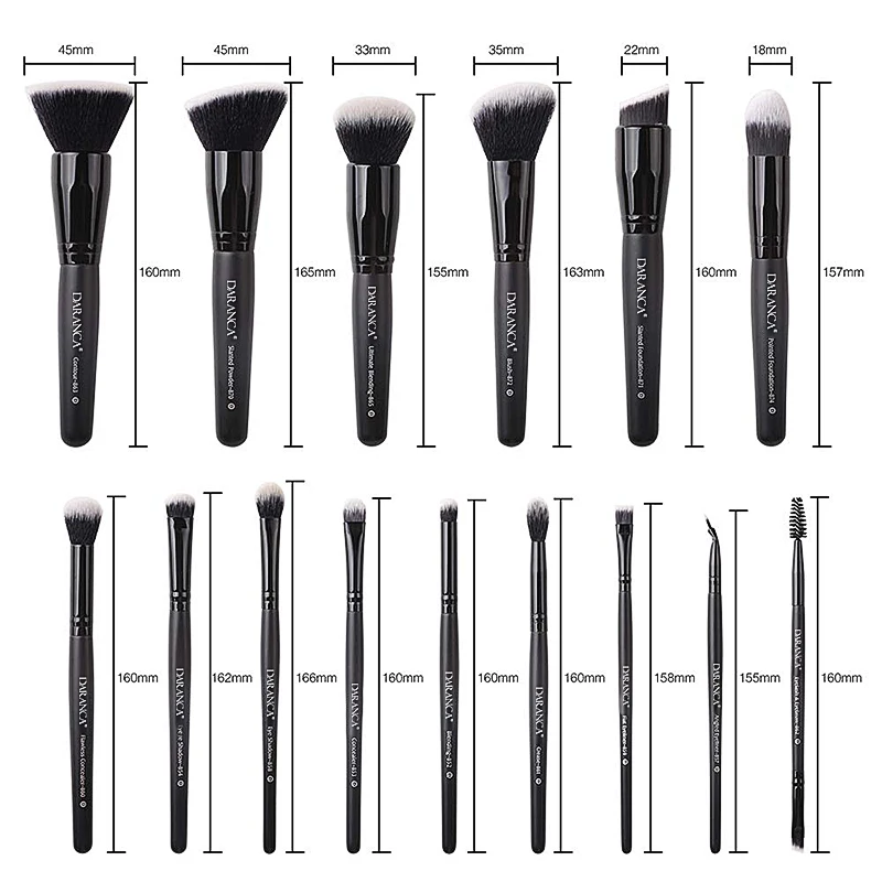 Best Seller Makeup Brushes 15pcs Black Handle Custom Make-Up Brush Synthetic Professional Makeup Brushes Kits Custom Logo