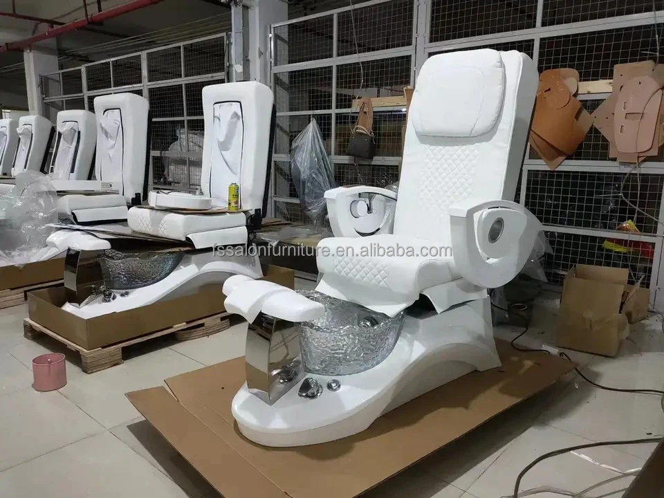 luxury white foot spa electric massage pedicure chair with drain  nail spa salon furniture