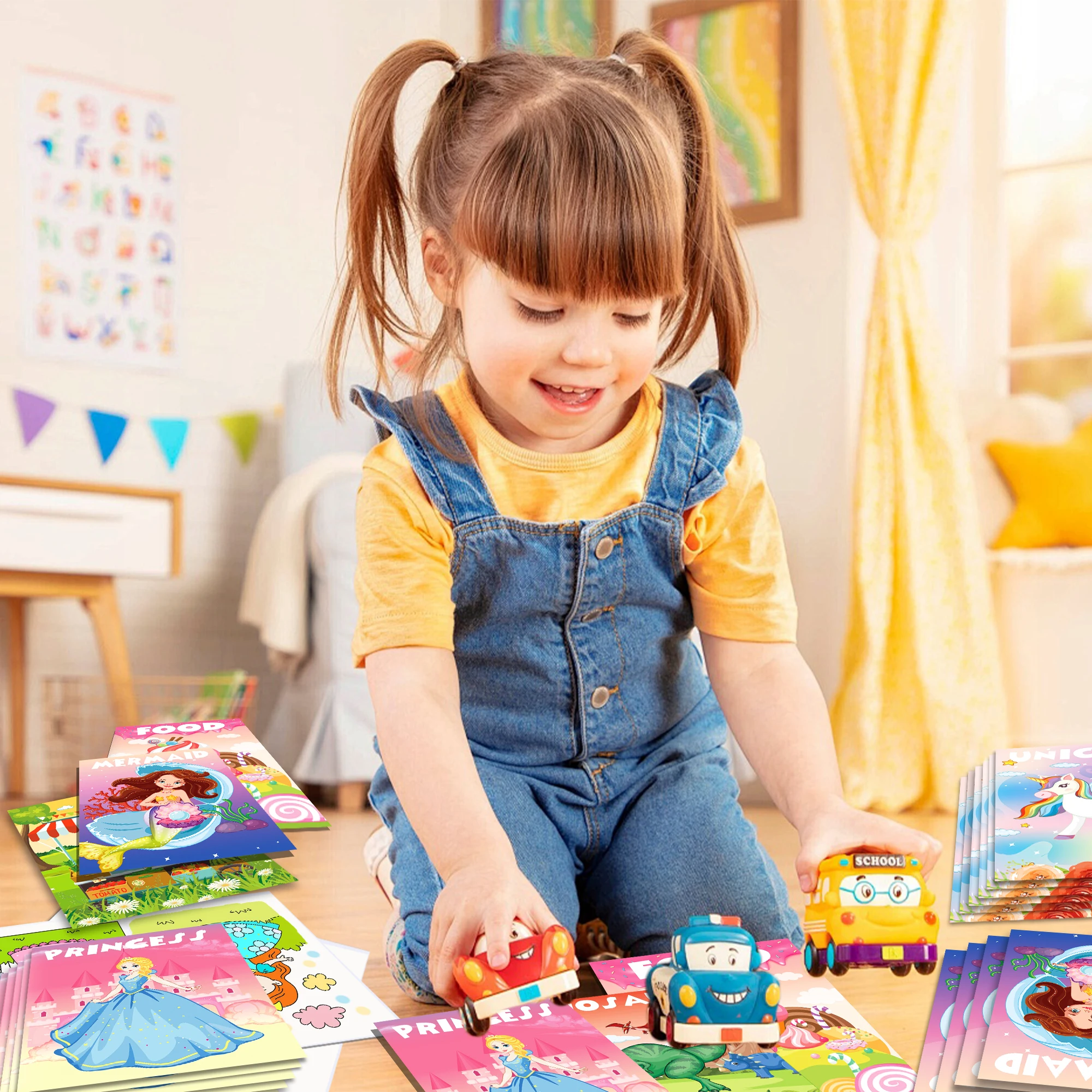 TY037 Cartoon Character Theme Coloring Books School Activity Fillers DIY Painting Drawing Book for Kids Birthday Gift