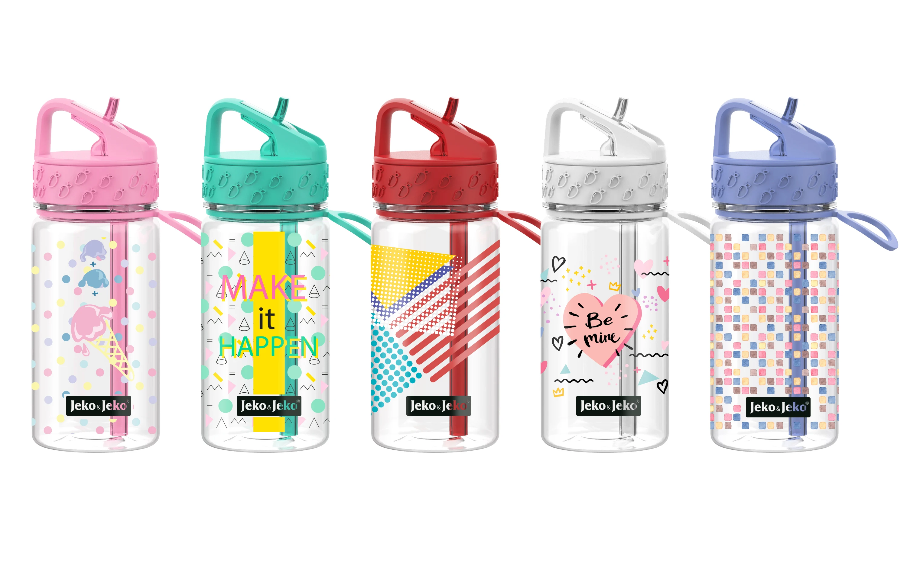 novel design  universal popularity plastic bottle with straw for sports fit in car cup holder transparent stylish