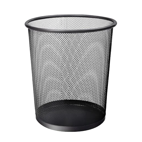 Hot Sale Home Kitchen Office  Round Paper Basket Wire Mesh Coffee House Circular Trash Bin Lid Garbage Usage