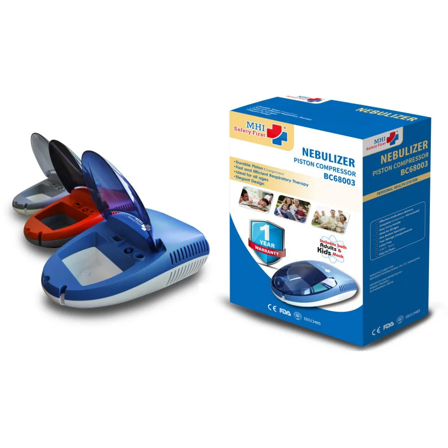 big size powerful piston Nebulizer machine with a compartment of mask and a compartment for storage