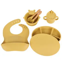 Reusable Anti-breakage Hot Designs on Amazon Silicone Baby Tableware Set With Divisions