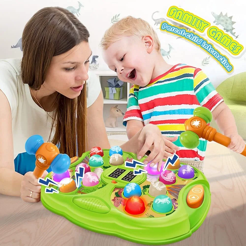 Educational Learning Activity Table Baby Interactive Educational Toy with 2 Hammers Whack A mole Dinosaur Game Toy for kids