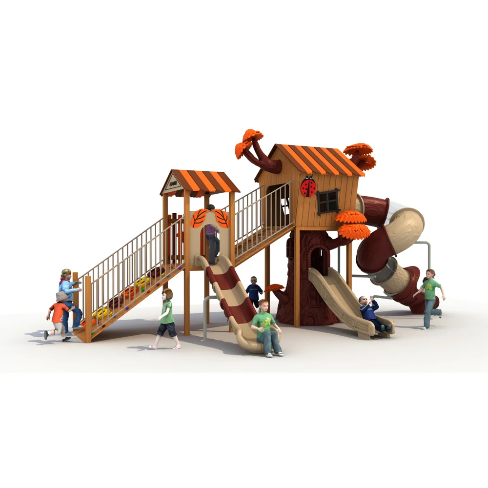 Kindergarten Tree House Kids Outdoor Playground Equipment Set Outdoor Plastic Slide Playground for Children